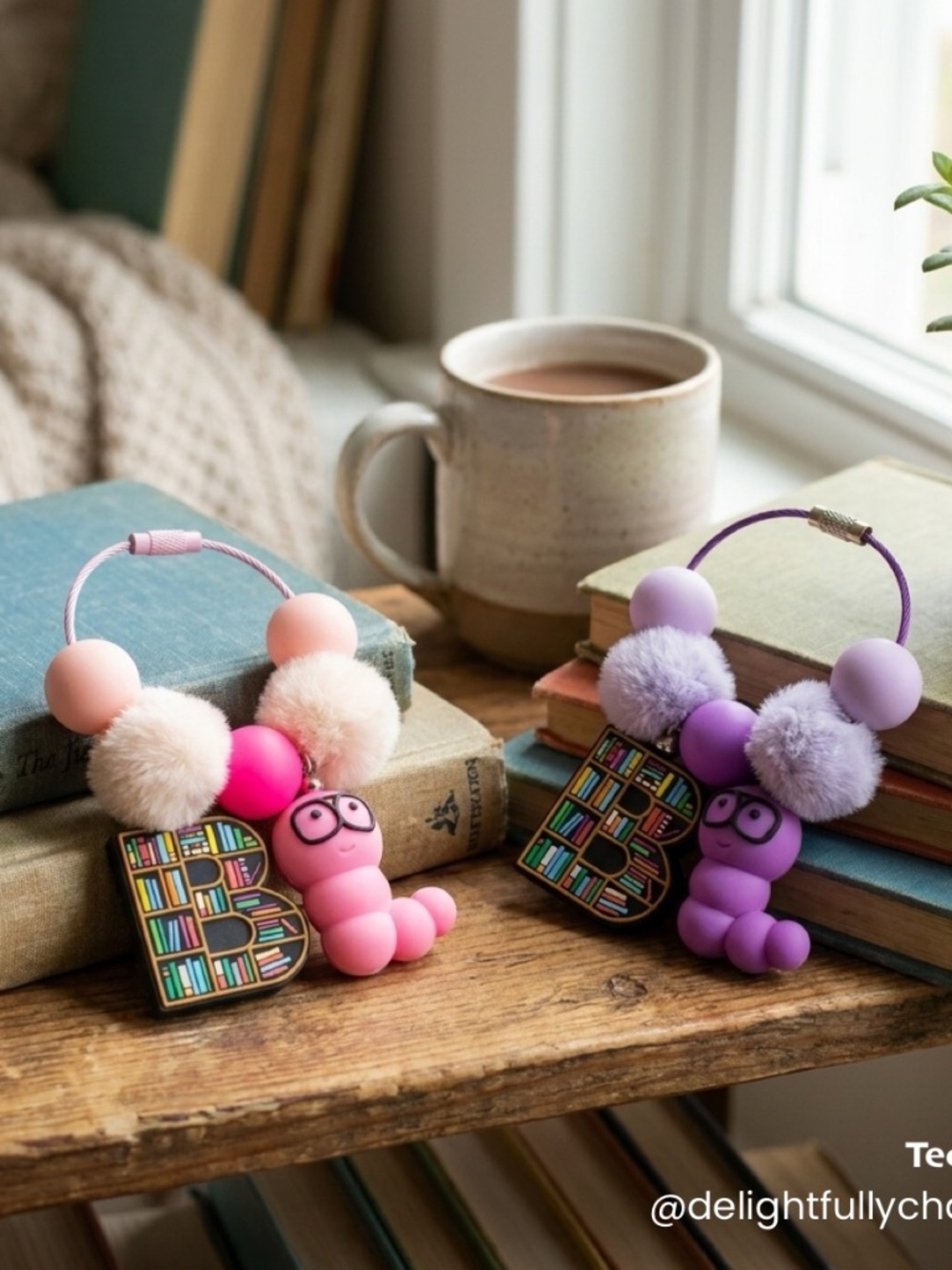 PURPLE BOOK WORM CHARM